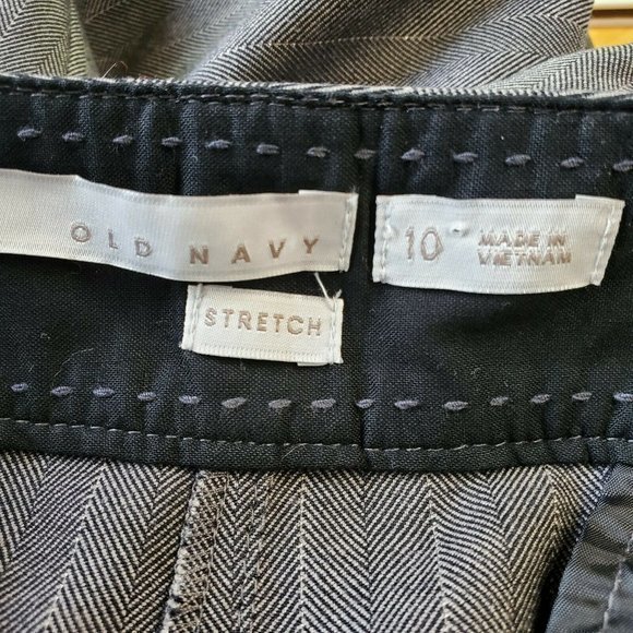 Old Navy Trouser Pants Wide Leg Grey Pinstripe Mid Rise Stretch 10 x 33‎ - Picture 4 of 12